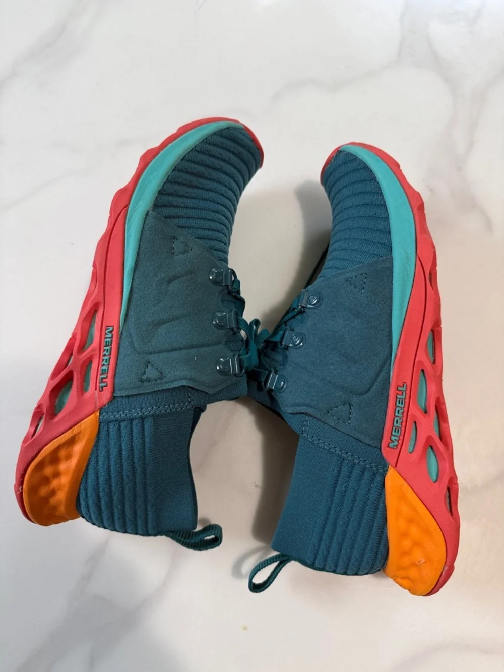 Merrell Teal women’s Lace-Up Sneakers with Orange and Coral Accents